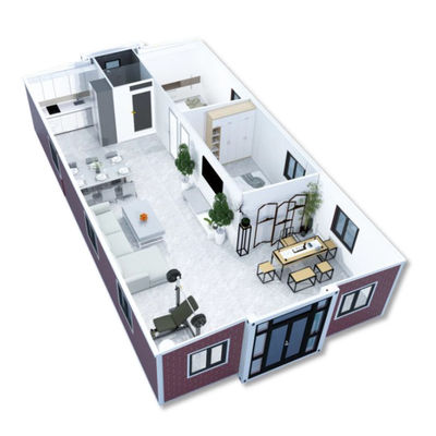 Cadre en acier galvanisé de 40 pieds Container extensible Maison avec plomberie prête à l'emploi et plaque murale en acier de couleur EPS T65mm