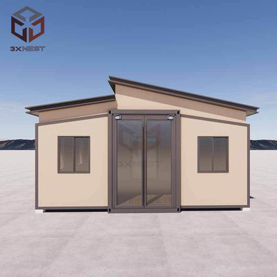 Maison à double aile pliable 20ft boîte de conteneurs avec toit sandwich panneau