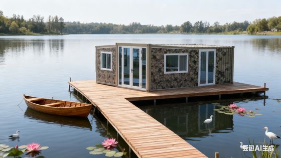 Maison container 20 pieds à double aile en fibre-ciment ignifuge de 18 mm d'épaisseur avec double porte en aluminium à rupture de pont thermique