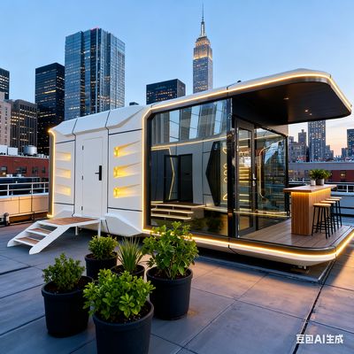 Capsule spatiale Maison modèle Space-29 avec L8560 * W3460 * H3400 Dimensions et une chambre à coucher une salle de bain un balcon