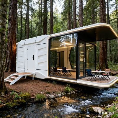 Maison capsule spatiale avec L8560 * W3460 * H3400 Dimensions pour 2 personnes Hébergement et intérieur personnalisable