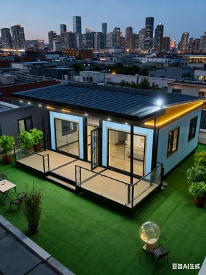 Expandable Container House with 100mm Thick Wall 5.5 Tons Net Weight and L-shaped Cabinet