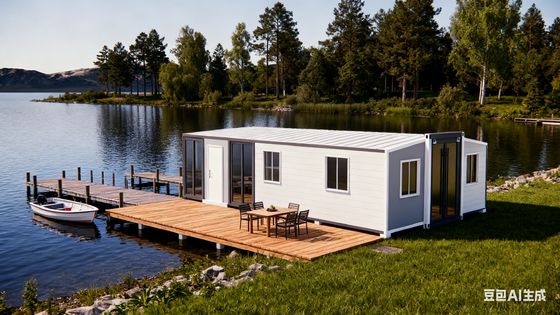 Maison préfabriquée pliable de 56 mètres carrés avec panneaux muraux EPS de 75 mm et une durée de vie de 30 ans pour une habitation durable