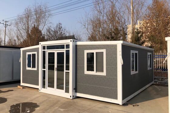 Container pliable de 20 pieds avec cadre en acier léger galvanisé, capacité de 1 172 pieds cubes et salle de bains à séparation sèche-humide Idéal pour les petites maisons préfabriquées