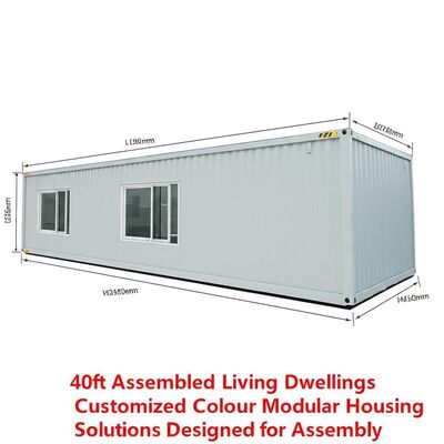 Taille étendue L11800 W6220 H2480mm 40ft logements de vie assemblés Des solutions de logement modulaires de couleur personnalisée conçues pour l'assemblage