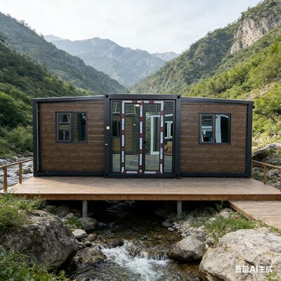 Conteneur pliable de 20 pieds entièrement galvanisé avec isolation thermique et phonique et terrasse personnalisable pour une vie polyvalente