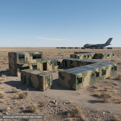 Base militarisée maisons préfabriquées pliables faciles à transporter unités modulaires polyvalentes offrant transport et assemblage rapide